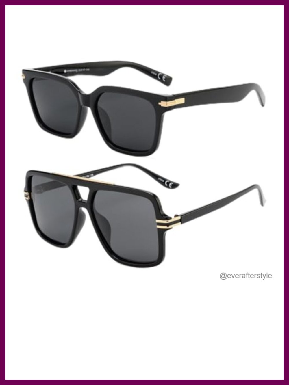 Retro Polarized Rectangle Sunglasses Oversized Square Aviator Double Bridge